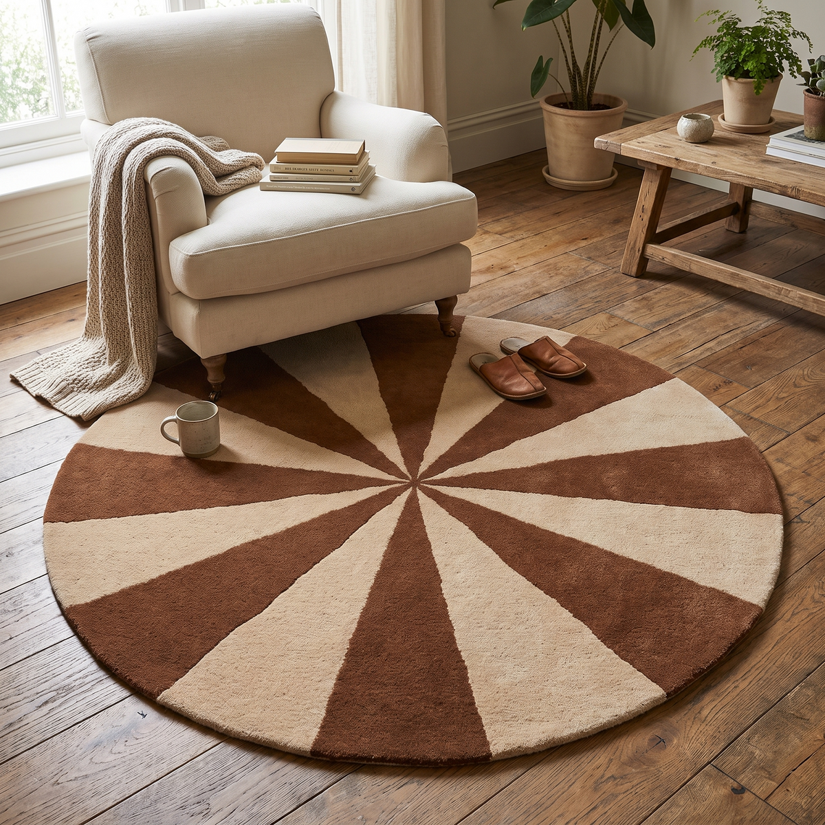 Arch Tufted Rug - Dark Brick/Off-White