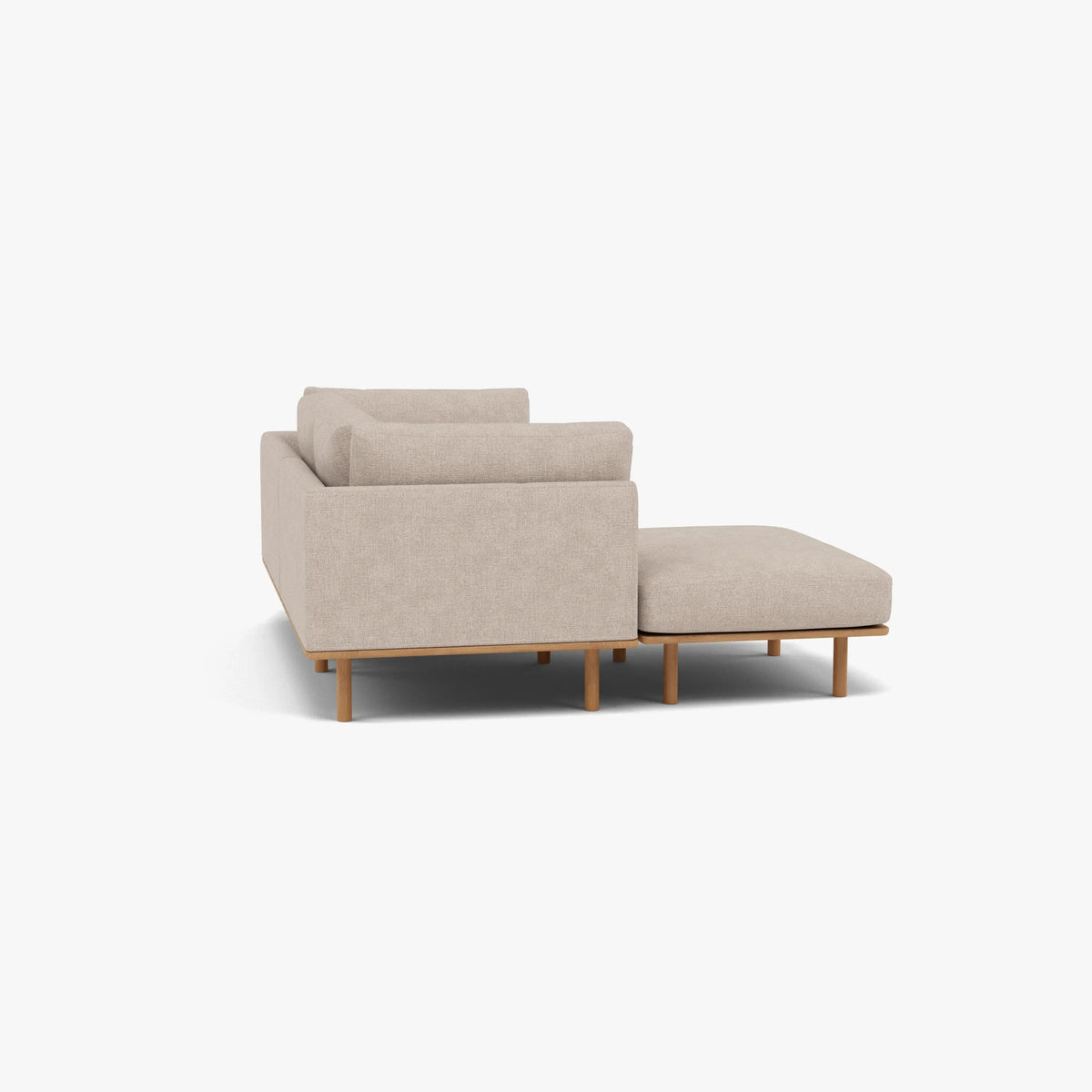 Anika Modular Sofa - Solid American White Oak - 2-Seater Chaise in Ivory Beige Fabric