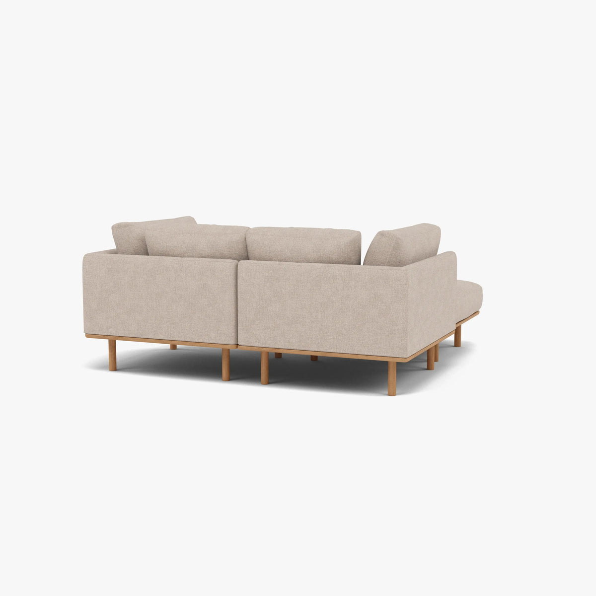 Anika Modular Sofa - Solid American White Oak - 2-Seater Chaise in Ivory Beige Fabric