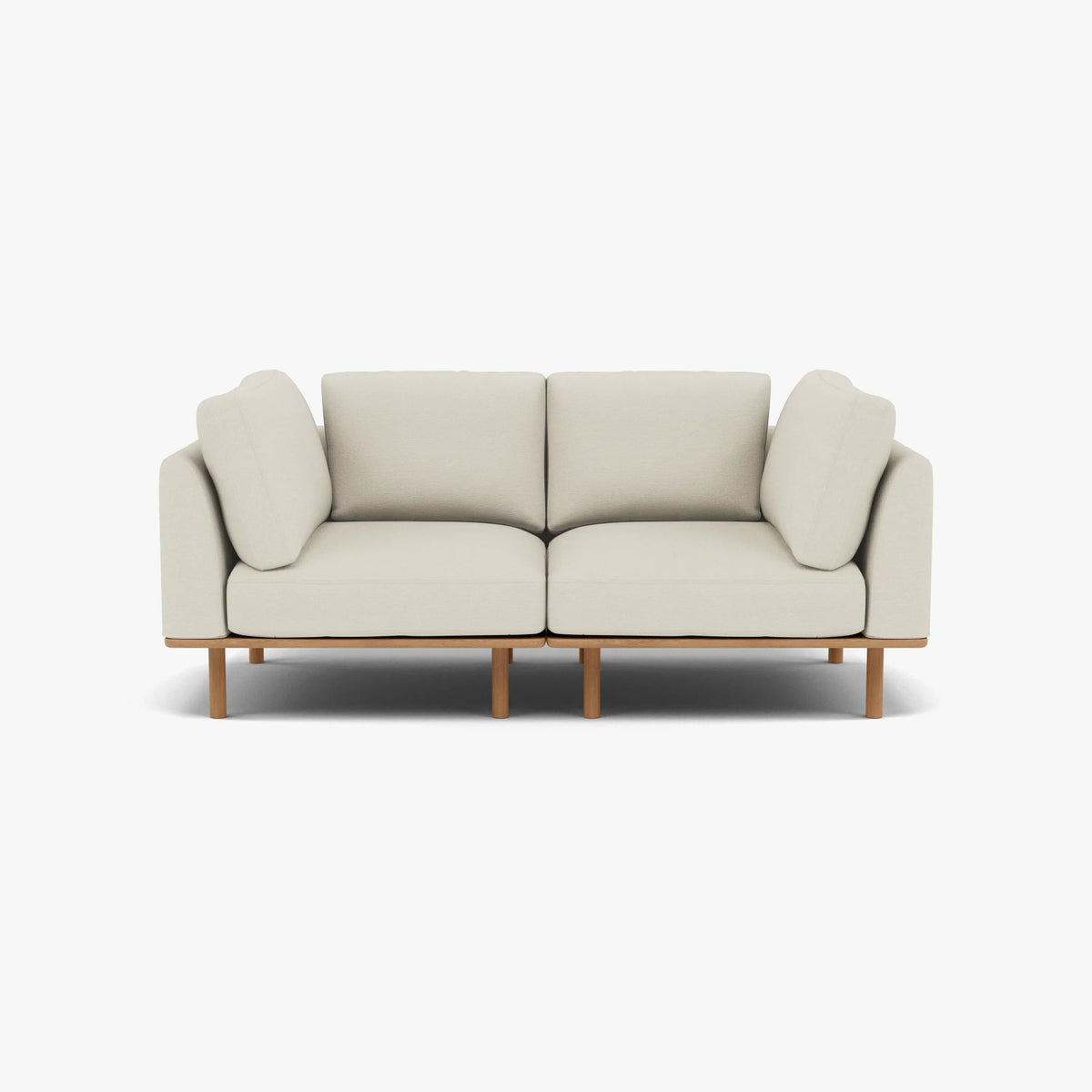 Anika Modular Sofa - Solid American White Oak - 2-Seater in Bone White Fabric