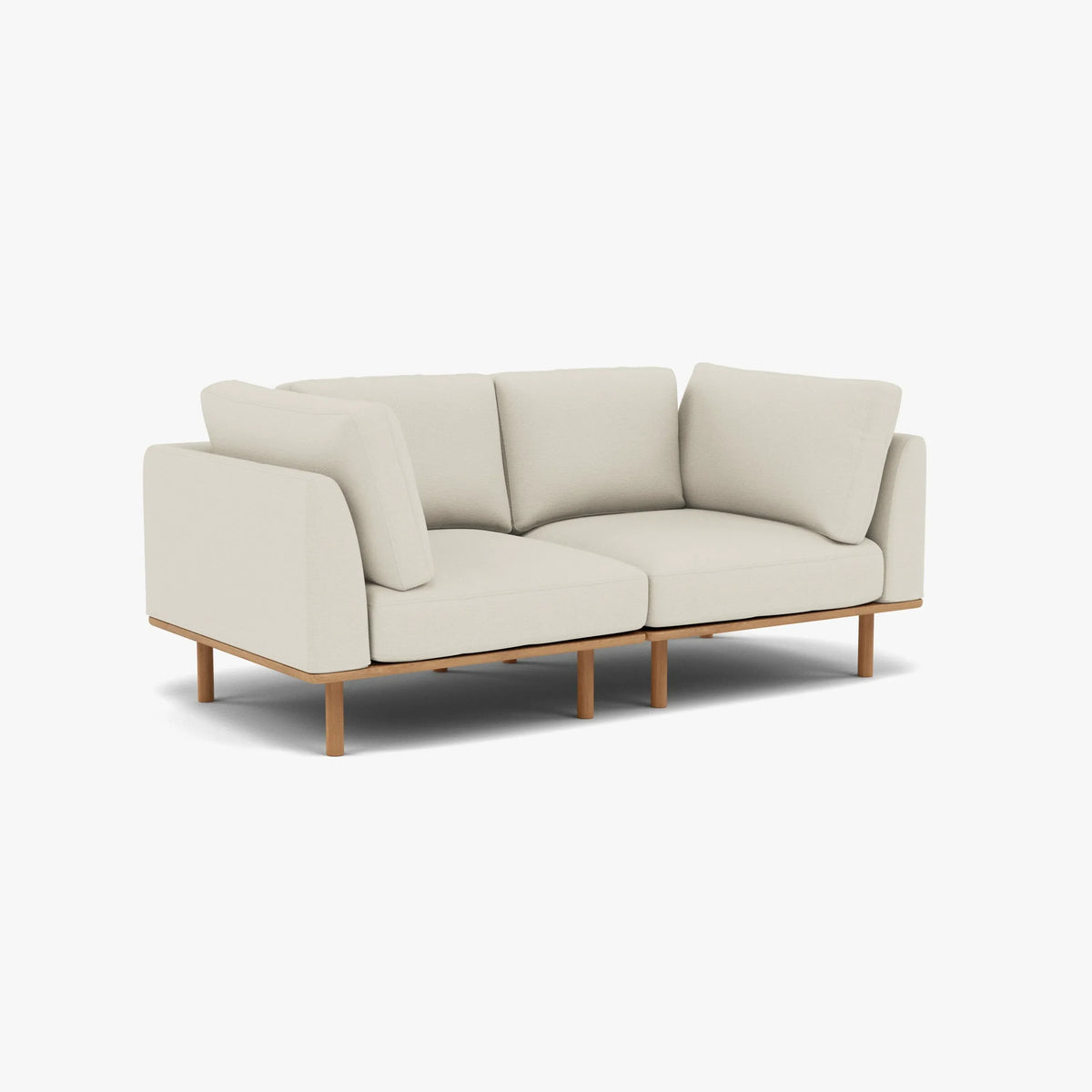 Anika Modular Sofa - Solid American White Oak - 2-Seater in Bone White Fabric