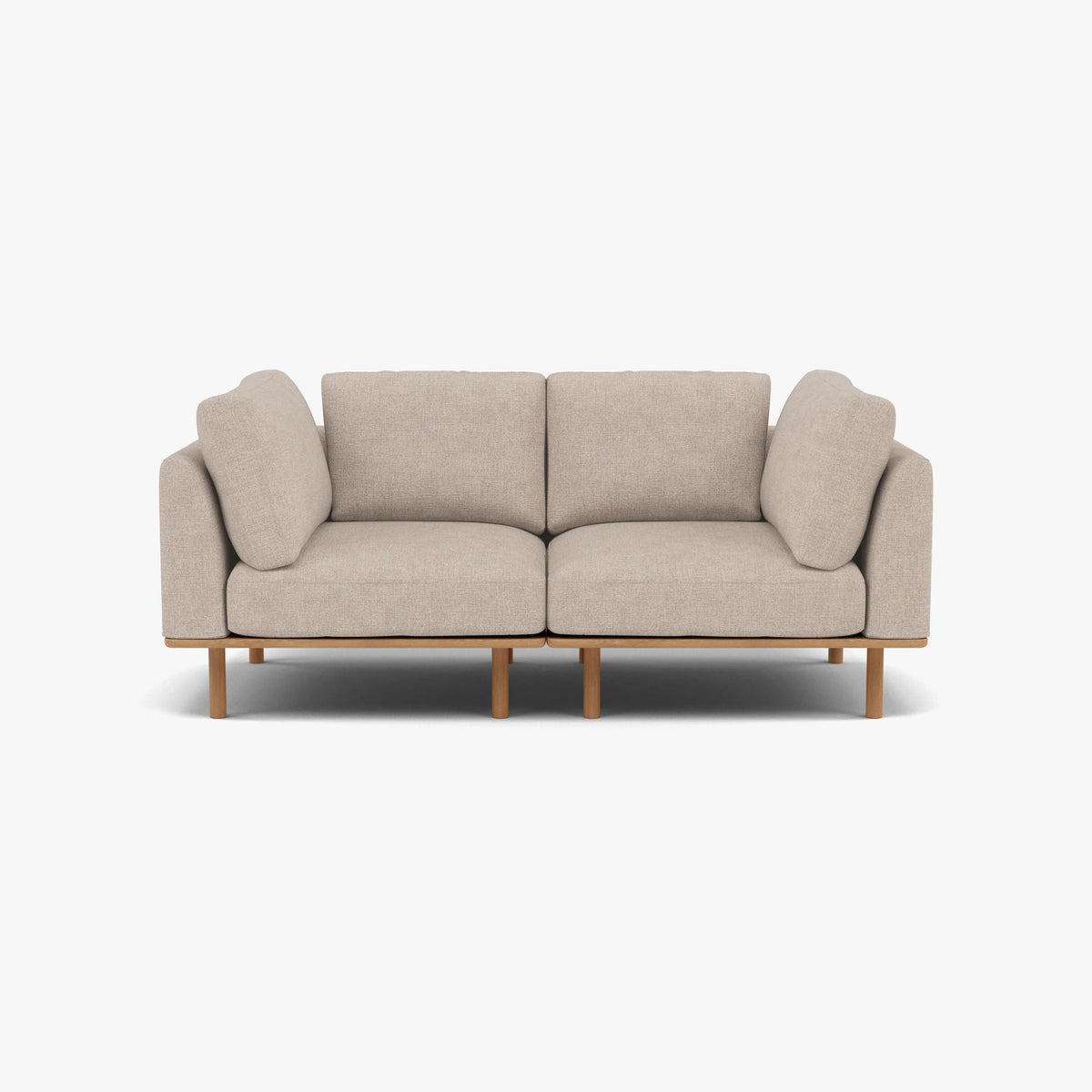 Anika Modular Sofa - Solid American White Oak - 2-Seater in Ivory Beige Fabric