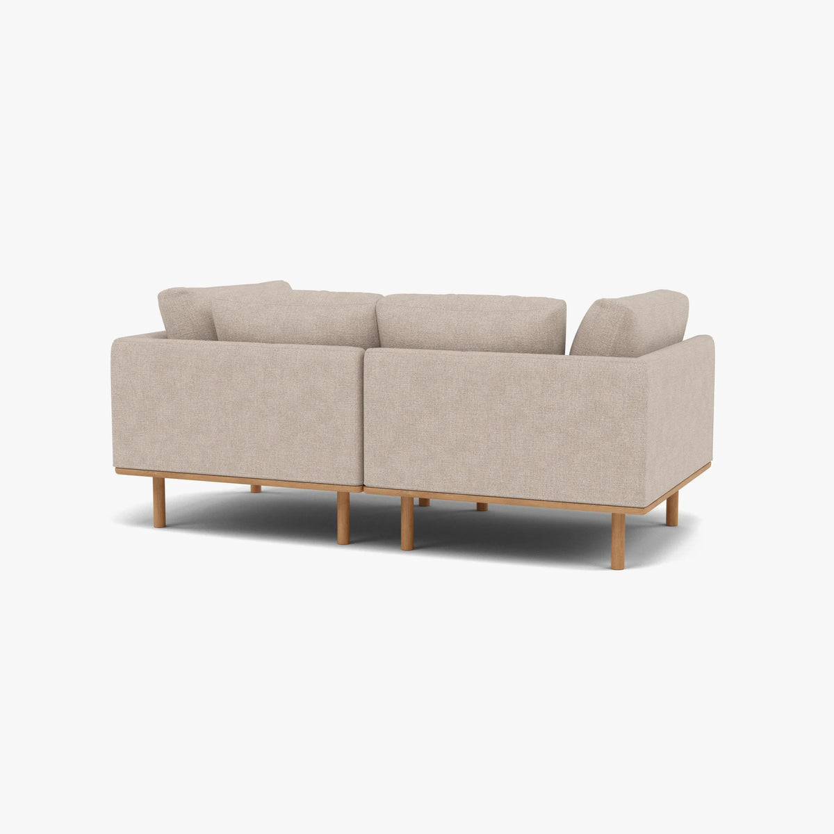 Anika Modular Sofa - Solid American White Oak - 2-Seater in Ivory Beige Fabric