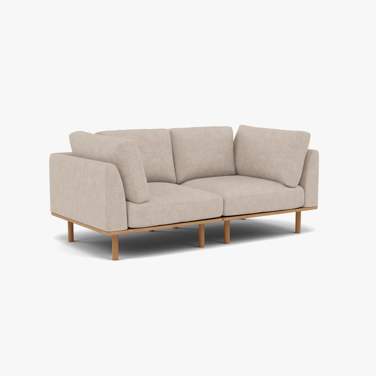Anika Modular Sofa - Solid American White Oak - 2-Seater in Ivory Beige Fabric