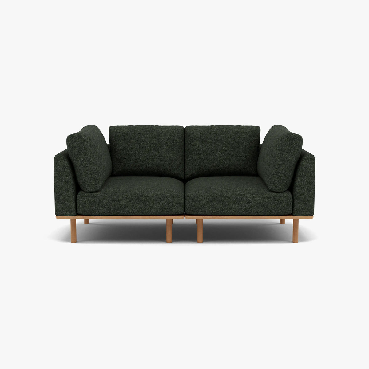 Anika Modular Sofa - Solid American White Oak - 2-Seater in Olive Green Fabric