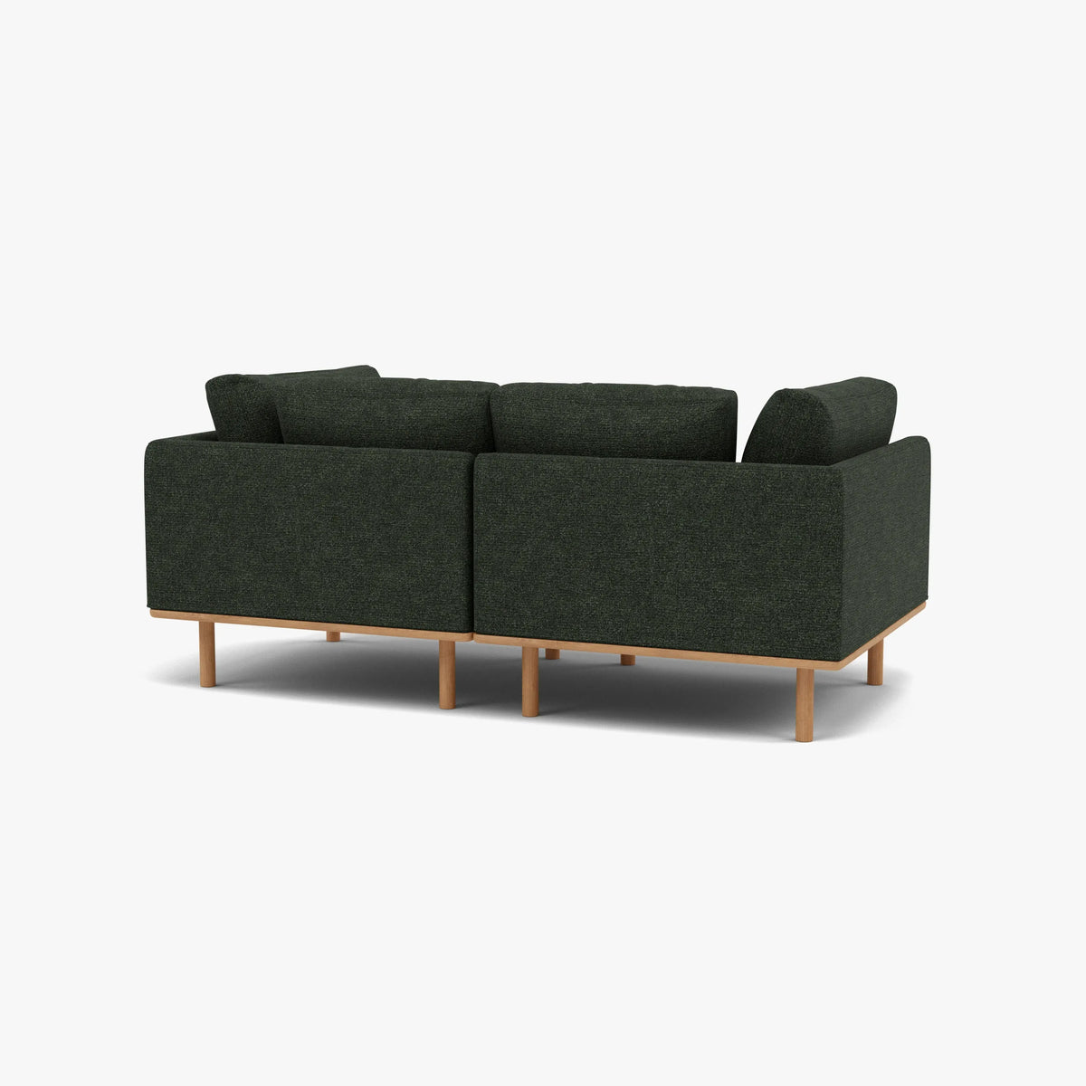 Anika Modular Sofa - Solid American White Oak - 2-Seater in Olive Green Fabric