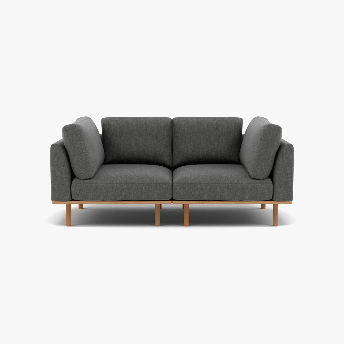 Anika Modular Sofa - Solid American White Oak - 2-Seater in Steel Gray Fabric