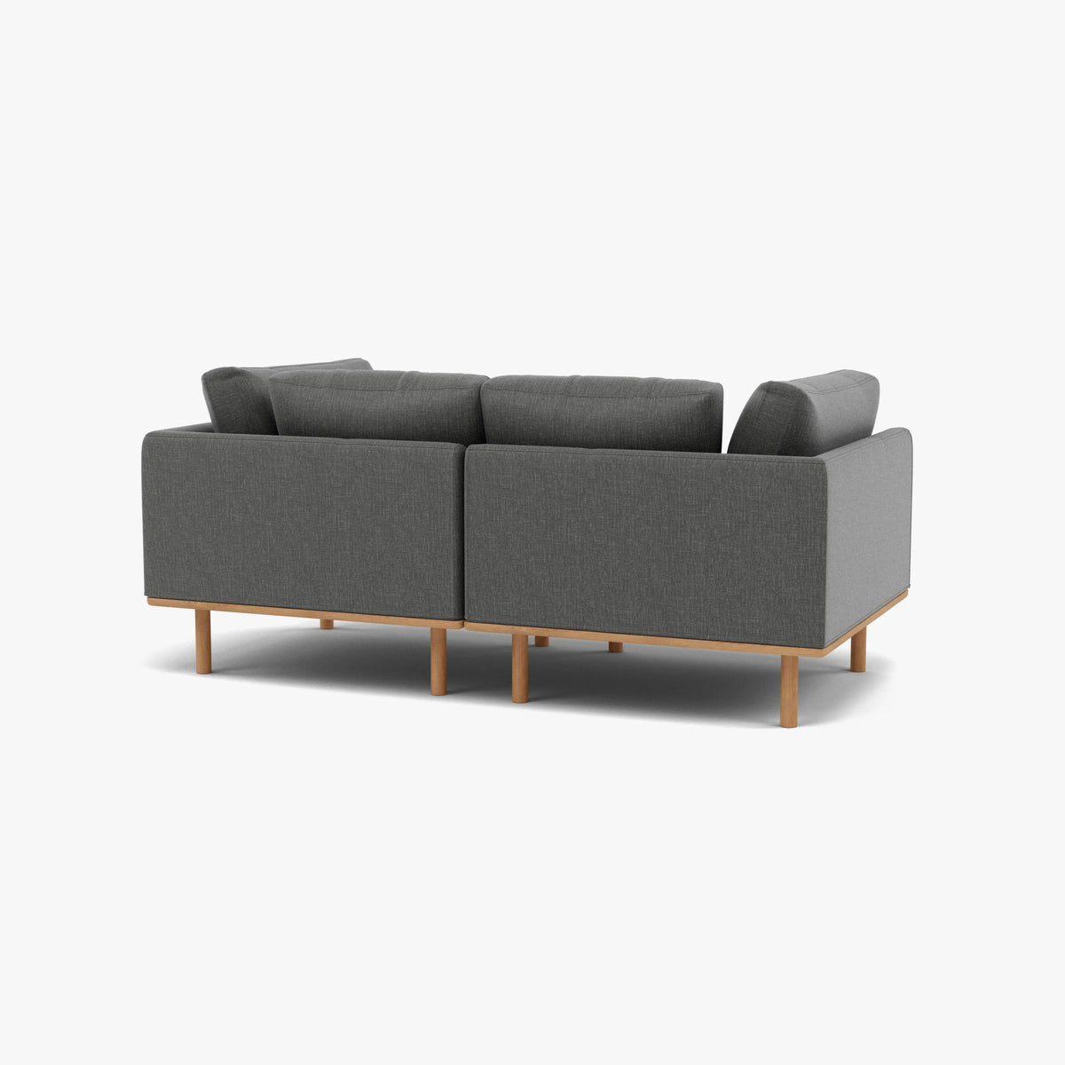 Anika Modular Sofa - Solid American White Oak - 2-Seater in Steel Gray Fabric