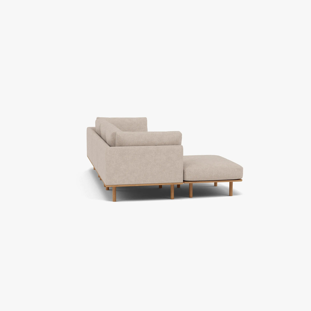 Anika Modular Sofa - Solid American White Oak - 3-Seater Chaise in Ivory Beige Fabric