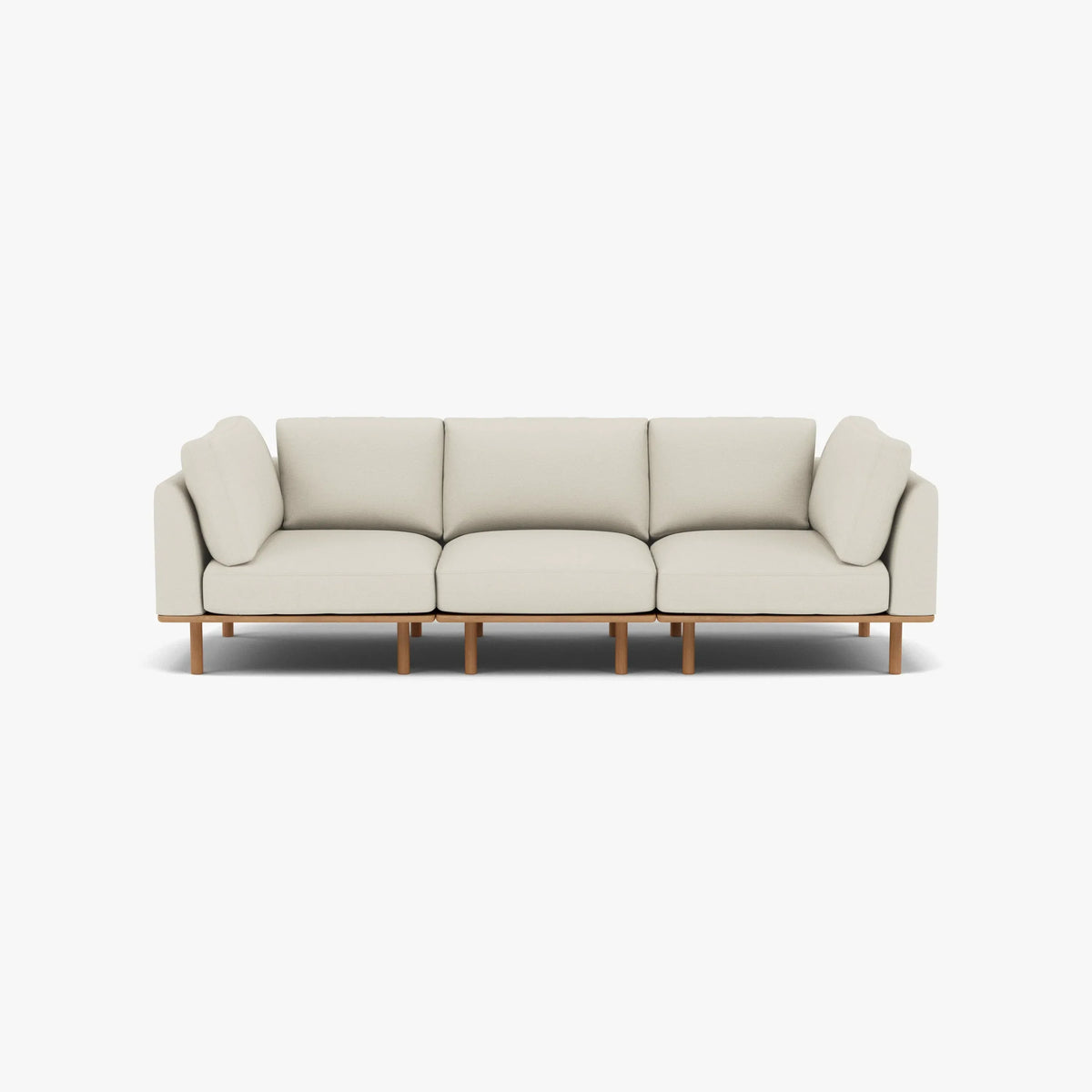 Anika Modular Sofa - Solid American White Oak - 3-Seater in Bone White Fabric