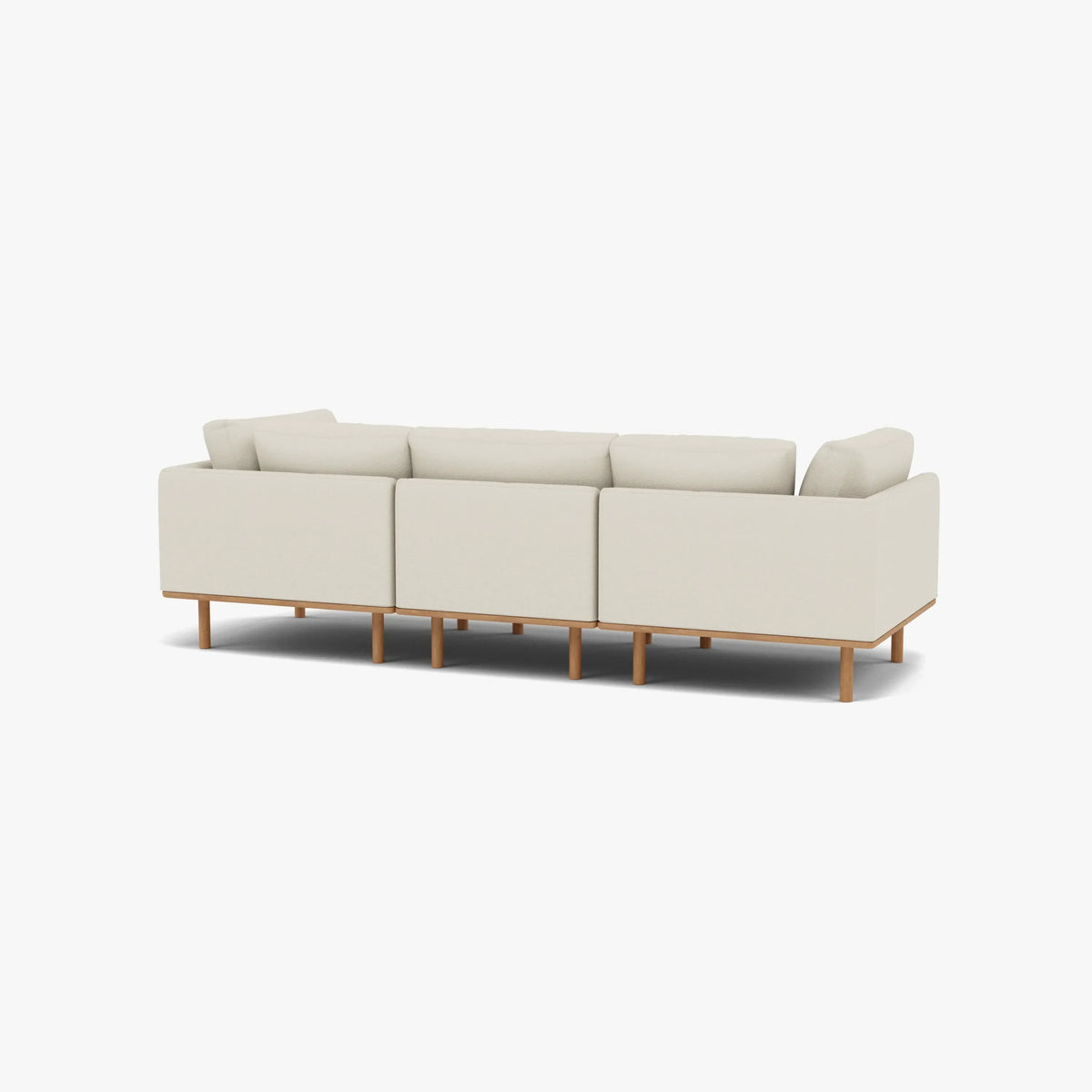 Anika Modular Sofa - Solid American White Oak - 3-Seater in Bone White Fabric