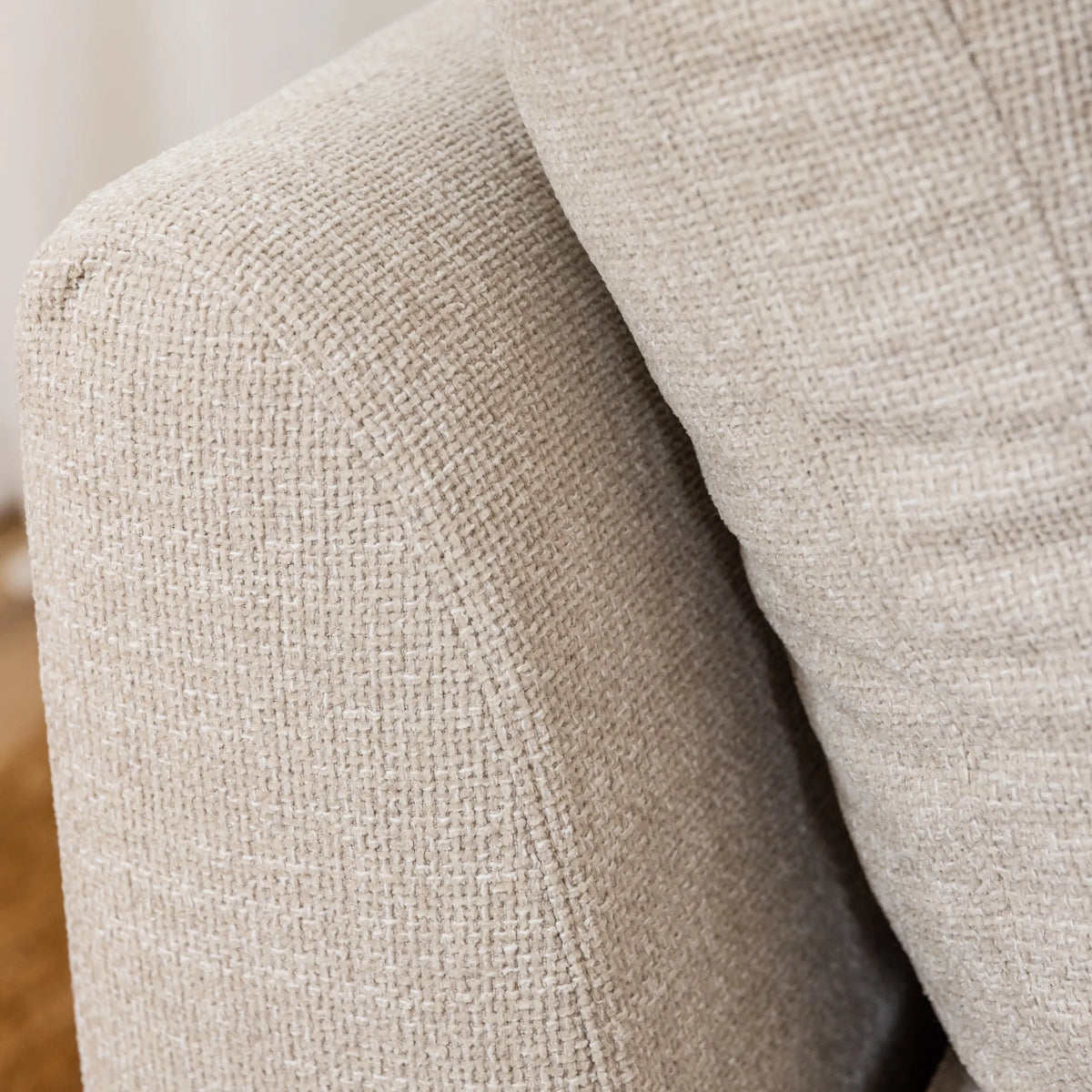Anika Modular Sofa - Solid American White Oak - 2-Seater in Ivory Beige Fabric