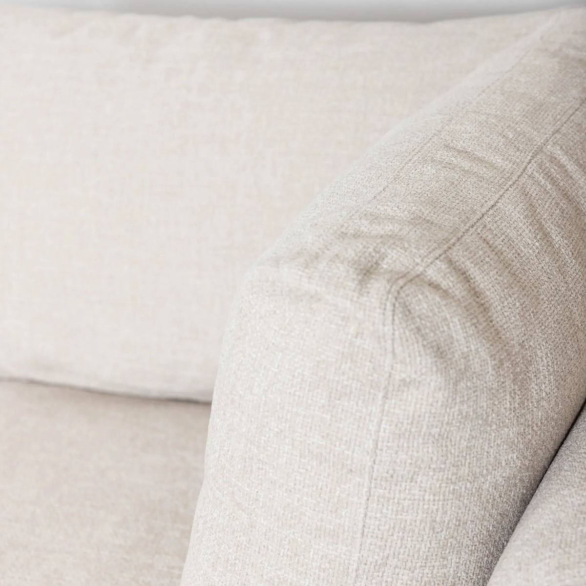 Anika Modular Sofa - Solid American White Oak - 3-Seater Chaise in Ivory Beige Fabric