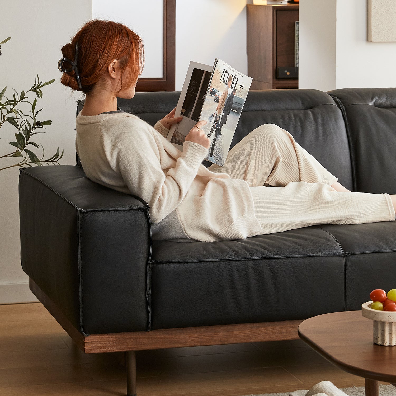 Japandi Genuine Leather L Shape Sofa 3+L  RIVER