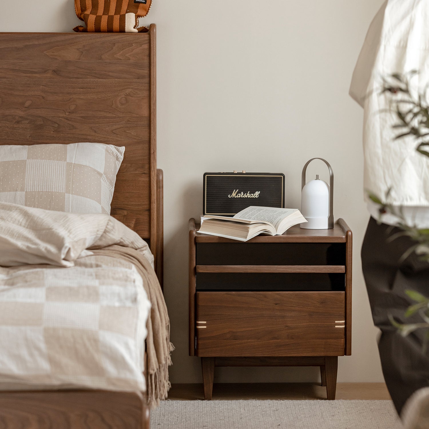 Japandi Walnut Wood Side Table DUSK