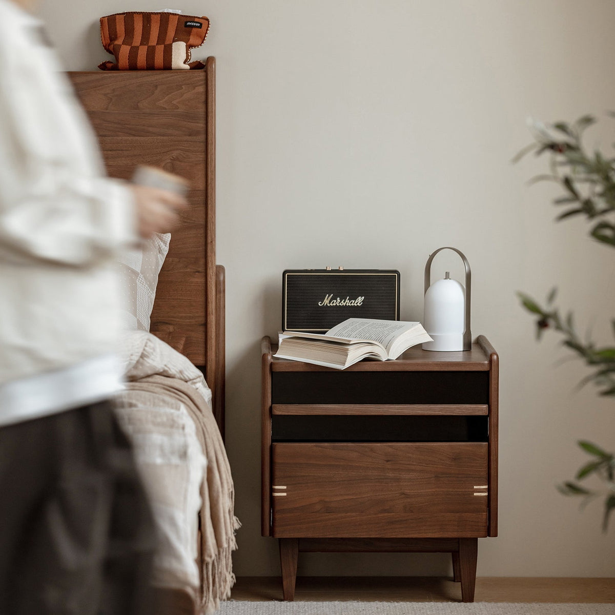 Japandi Walnut Wood Side Table DUSK