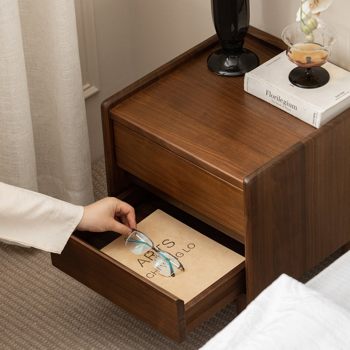 Japandi Walnut Wood Side Table VISTA