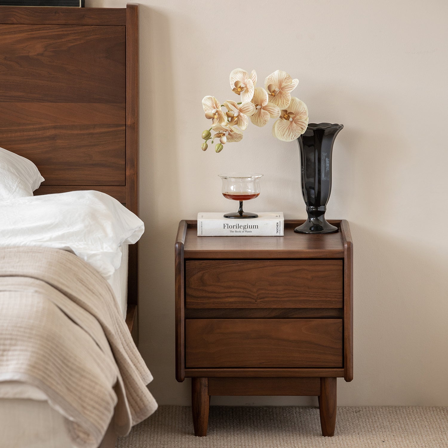 Japandi Walnut Wood Side Table VISTA