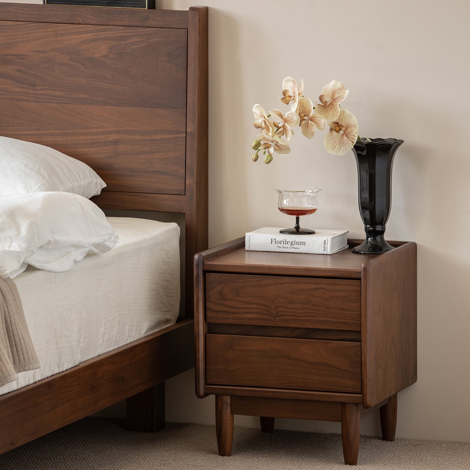 Japandi Walnut Wood Side Table VISTA