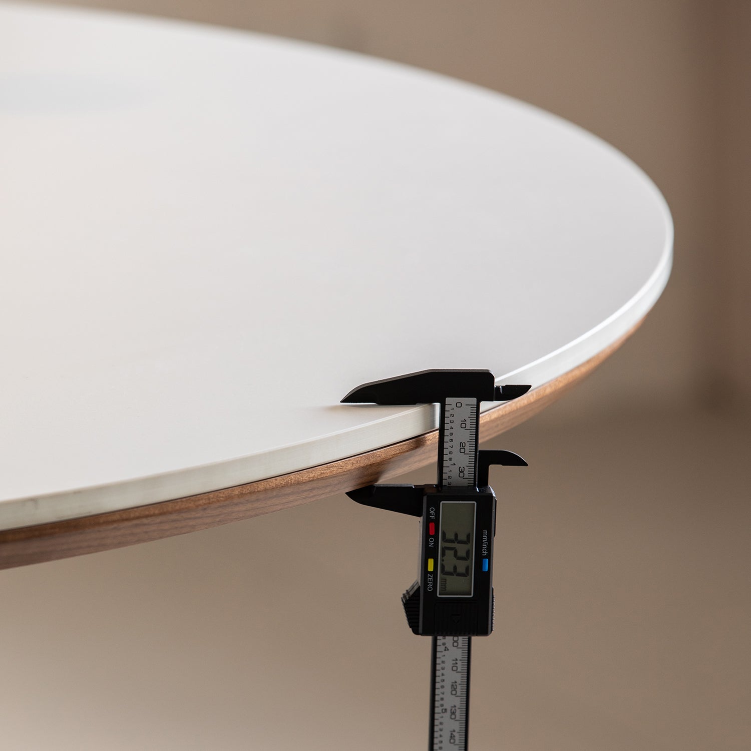 Japandi Walnut Wood Sintered Stone Round Dining Table GREY