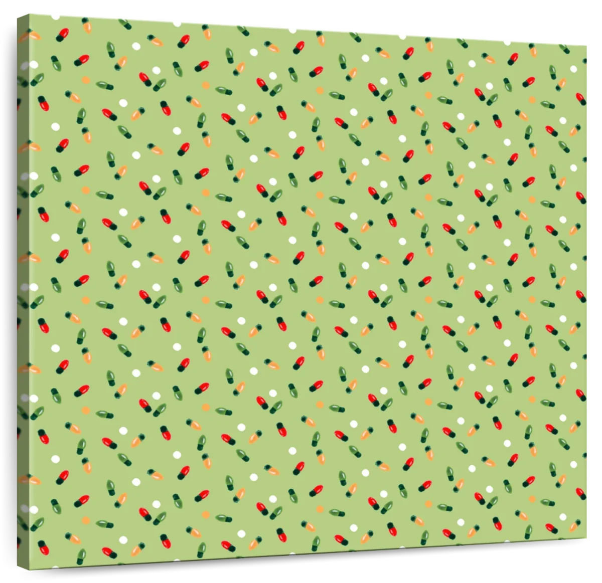 Christmas Lights Scatter Pattern on Sage Green Wall Art