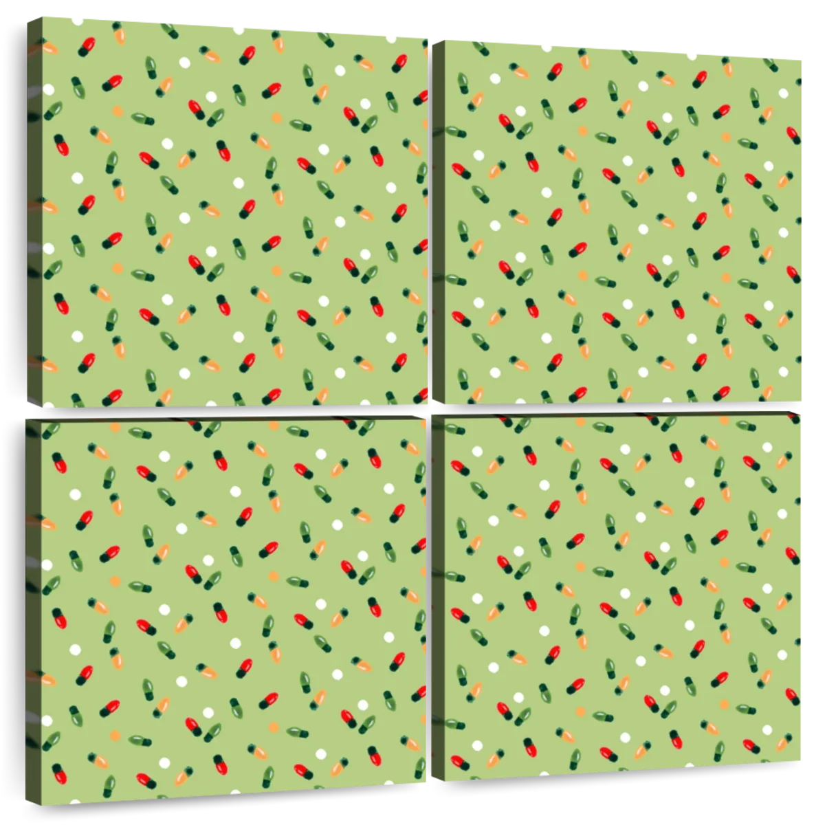 Christmas Lights Scatter Pattern on Sage Green Wall Art