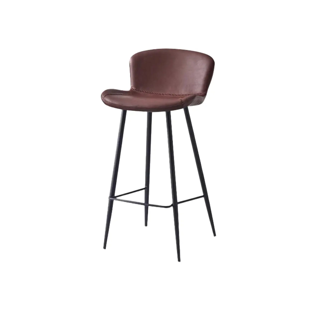 Leather Saddle Counter & Bar Stool with Low Back & Footrest