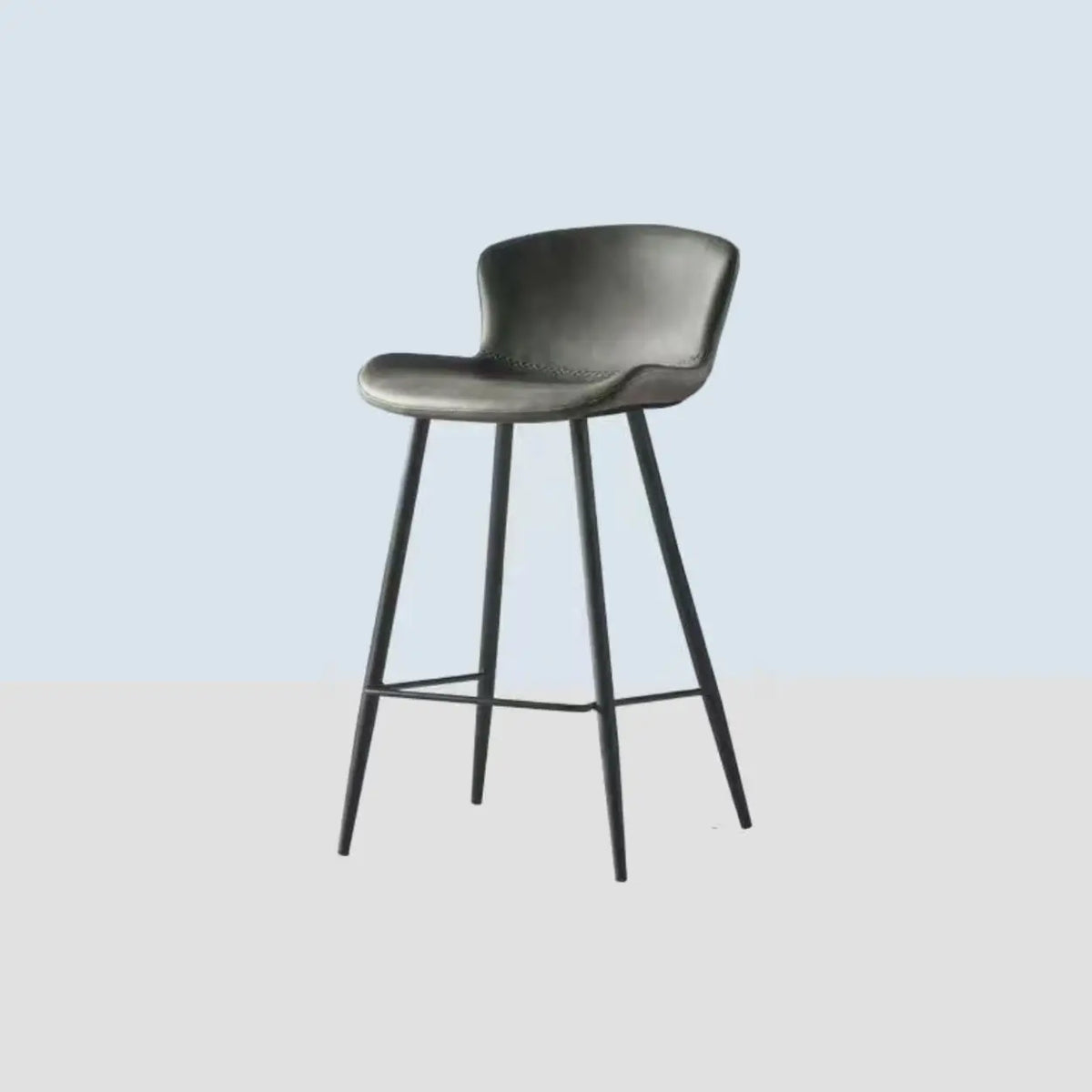 Leather Saddle Counter & Bar Stool with Low Back & Footrest