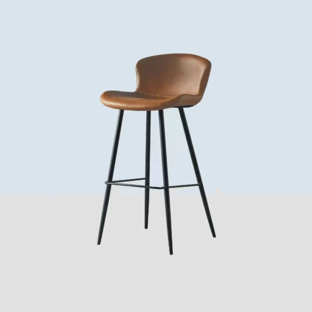 Leather Saddle Counter & Bar Stool with Low Back & Footrest