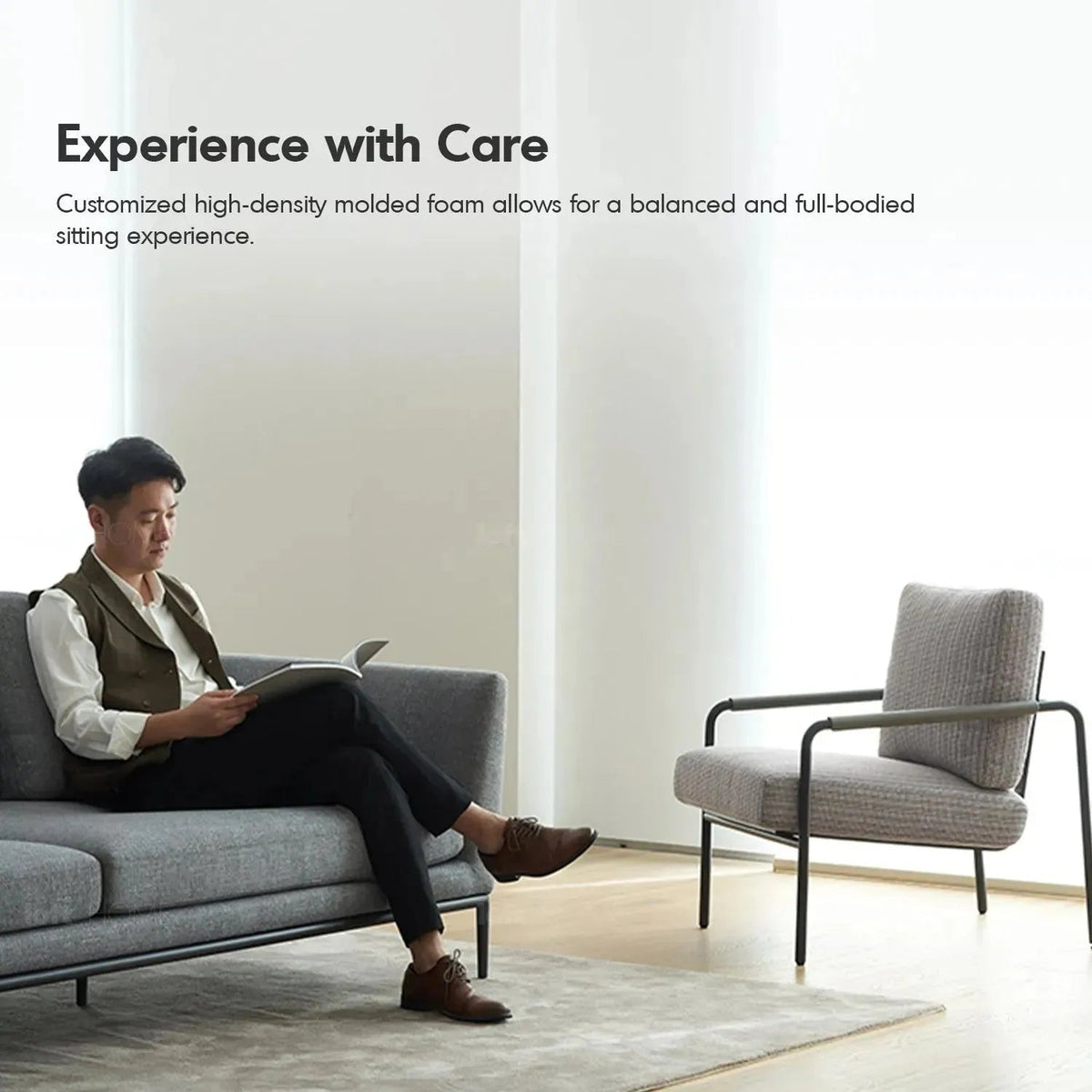 Minimalist Fabric 2 Seater Sofa GRACE