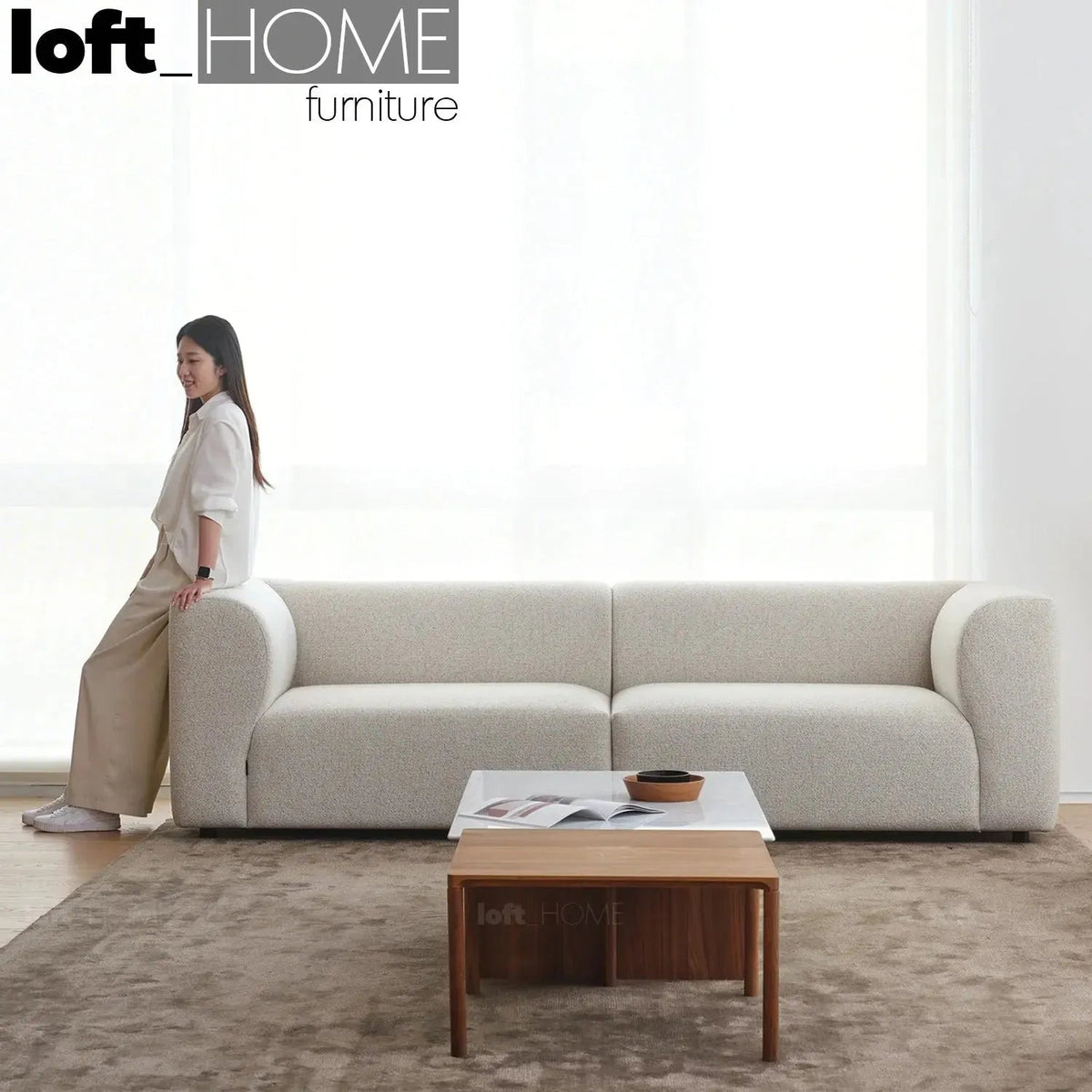 Minimalist Fabric 3 Seater Sofa FLOWER