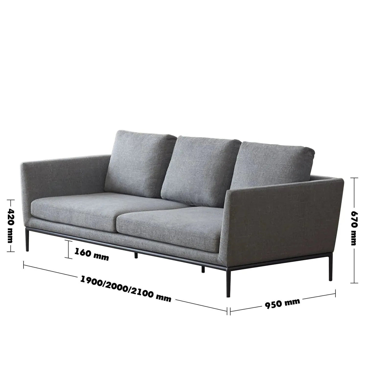 Minimalist Fabric 3 Seater Sofa GRACE