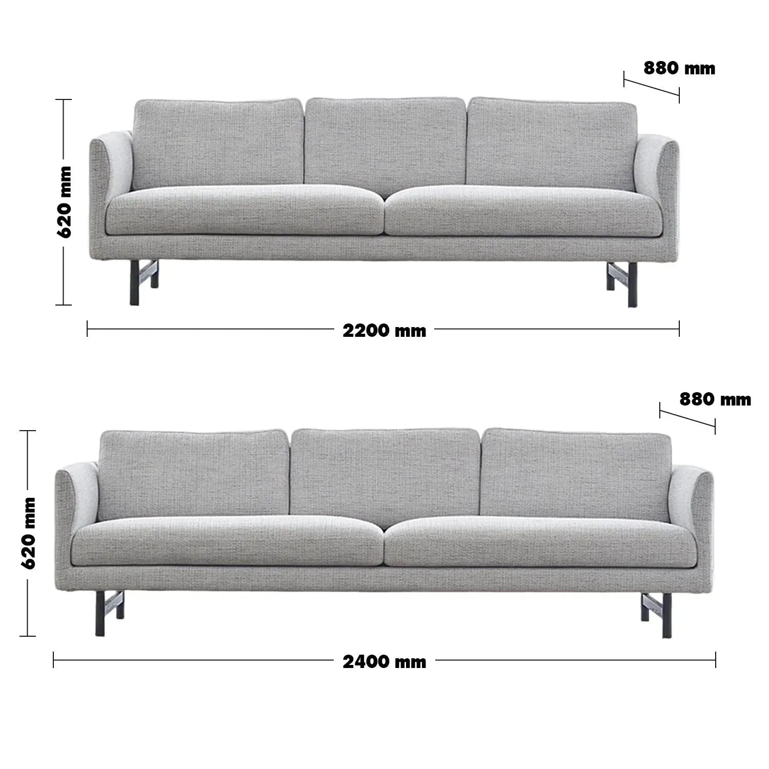Minimalist Fabric 3 Seater Sofa NOR