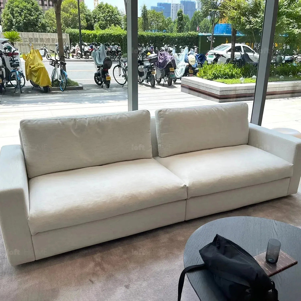 Minimalist Fabric 3 Seater Sofa WHITE