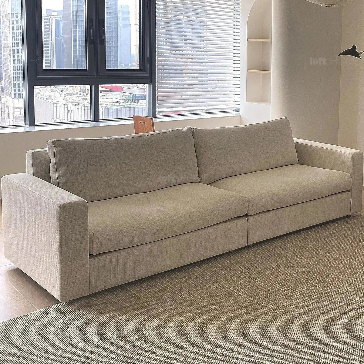 Minimalist Fabric 3 Seater Sofa WHITE