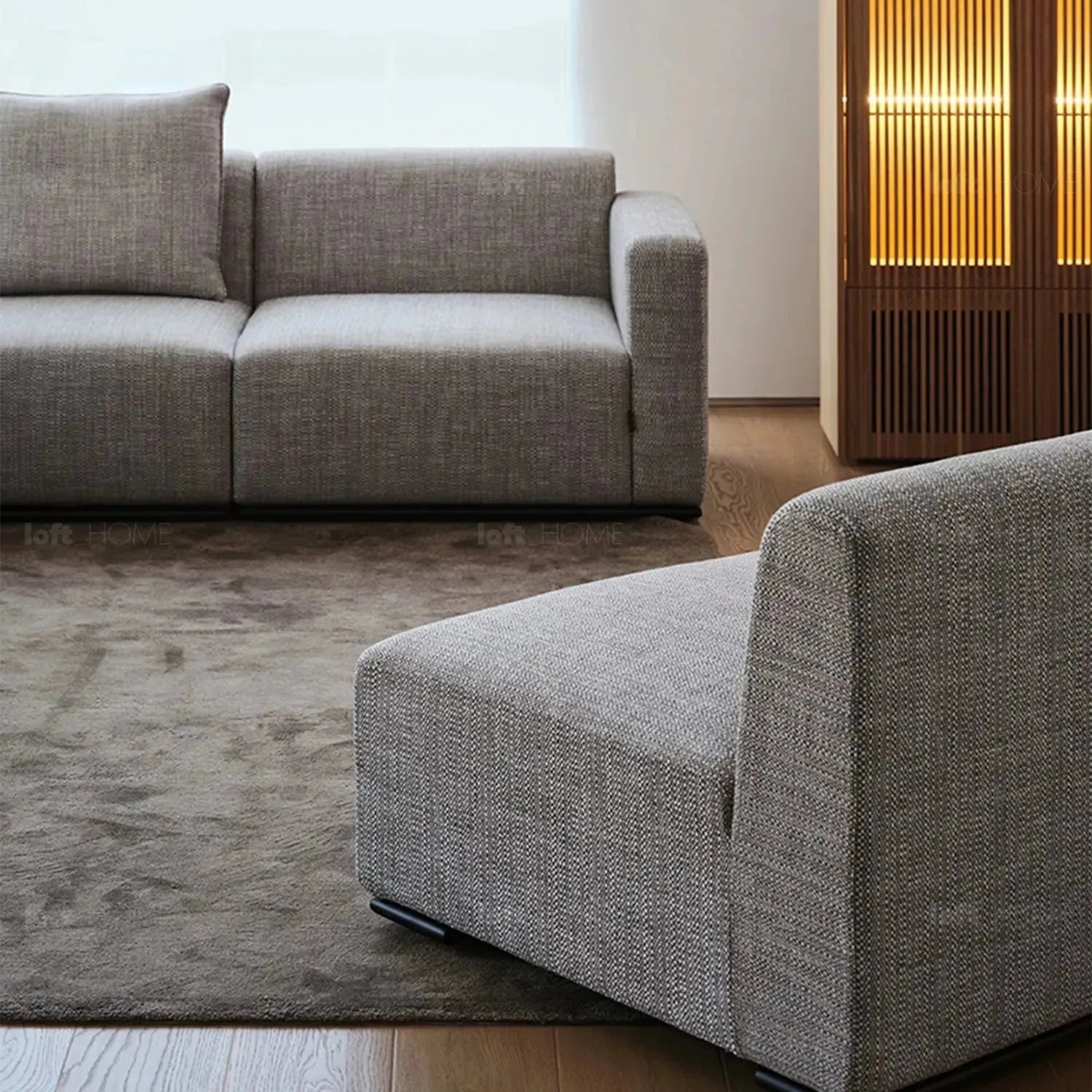 Minimalist Fabric L Shape Sectional Sofa NEMO 3+L