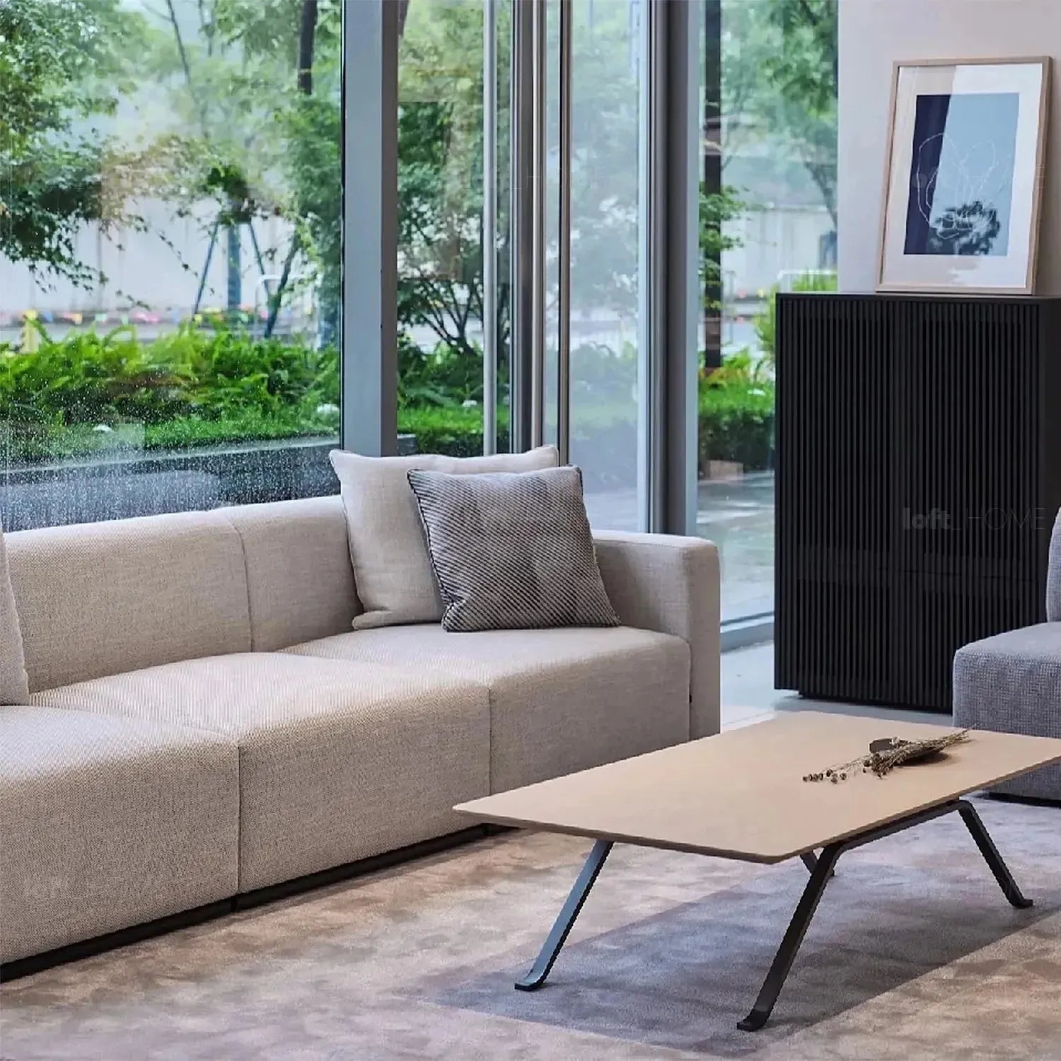 Minimalist Fabric L Shape Sectional Sofa NEMO 3+L
