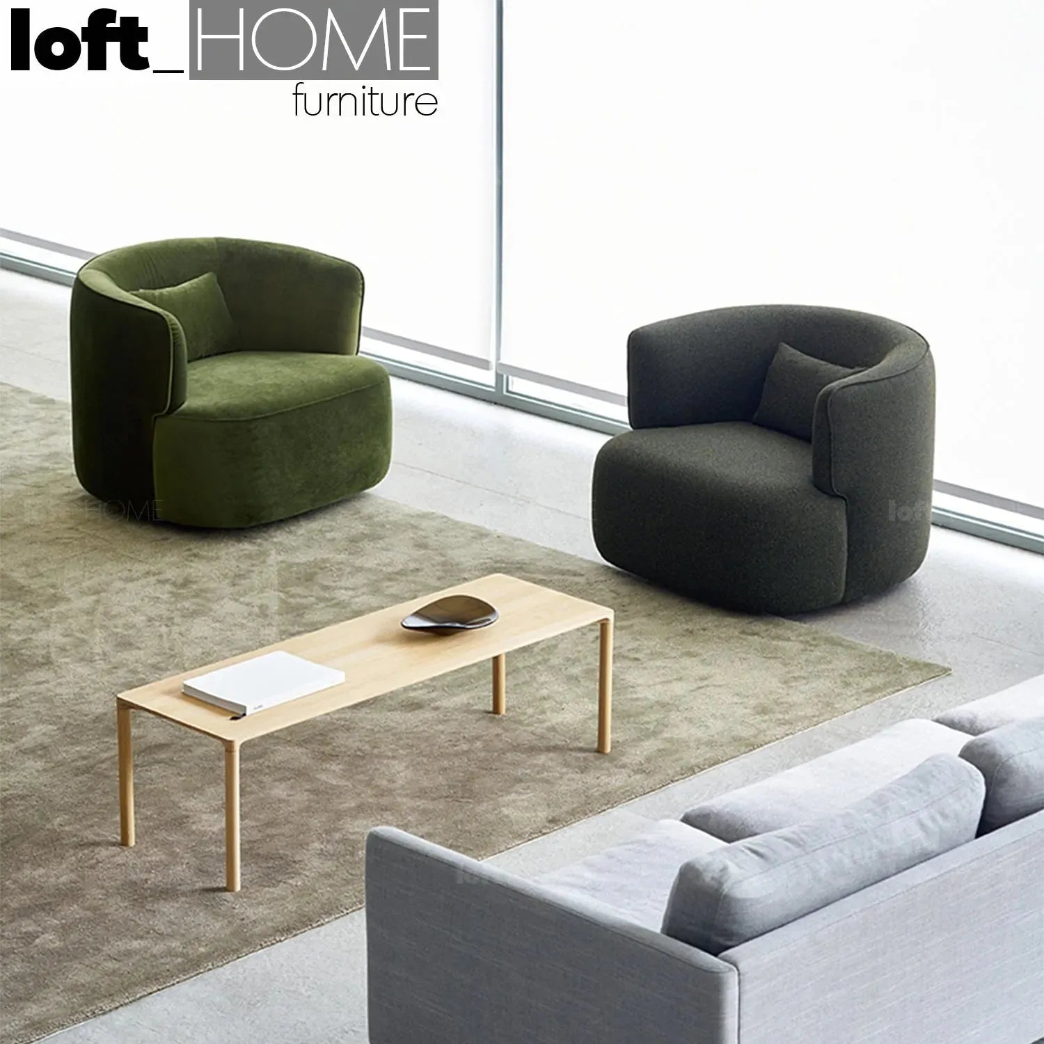 Minimalist Fabric Revolving 1 Seater Sofa HEB