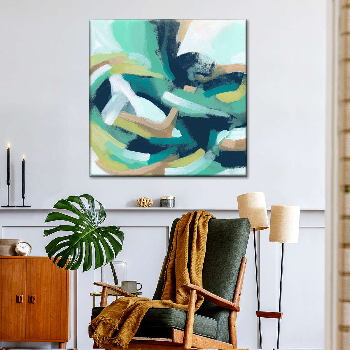Teal Swirl Abstract IV Wall Art