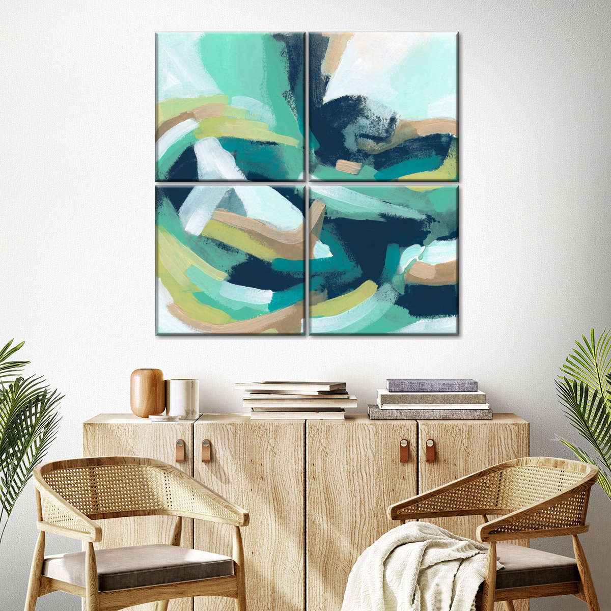 Teal Swirl Abstract IV Wall Art