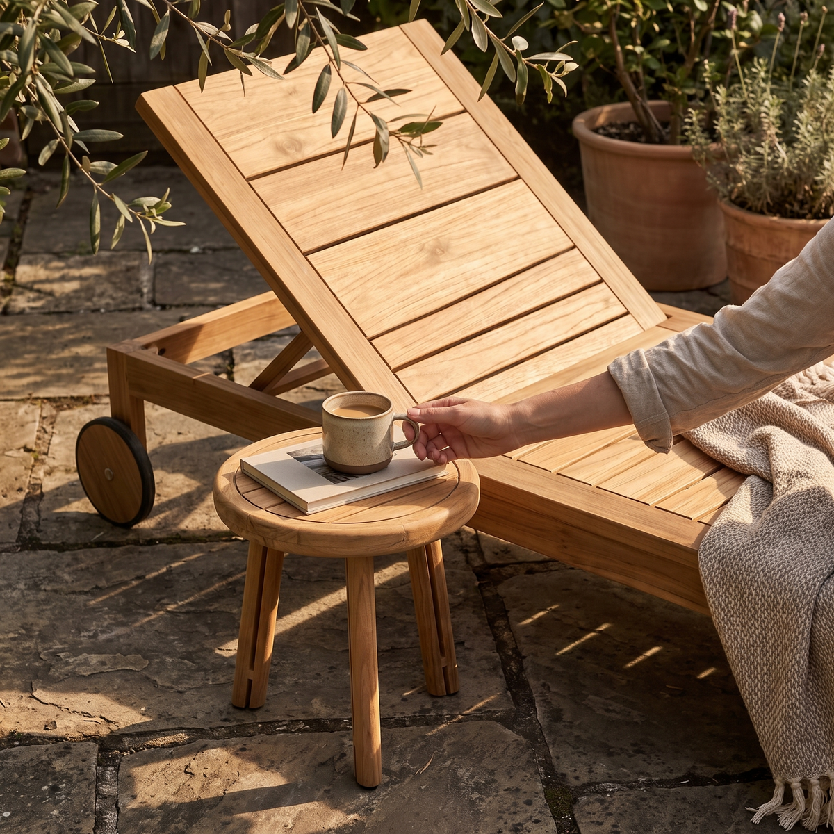 Ojai Teak Side Table, styled in a real setting