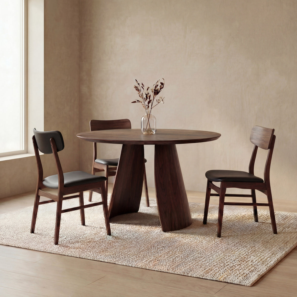 Amara Dining Chair - Black & Walnut