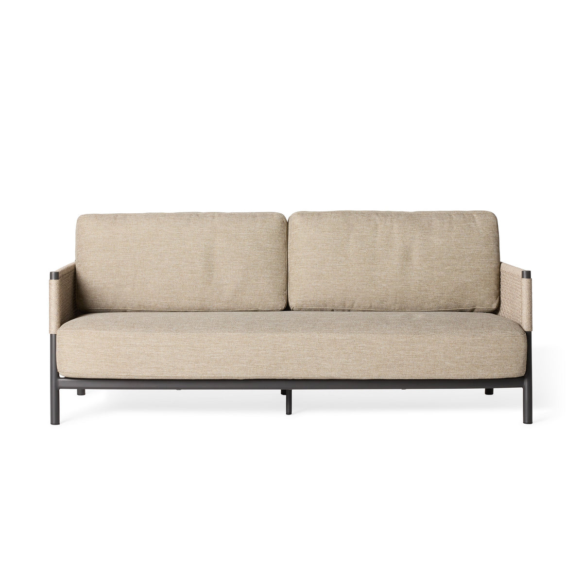 Saratoga Charcoal Aluminum Sofa, front view