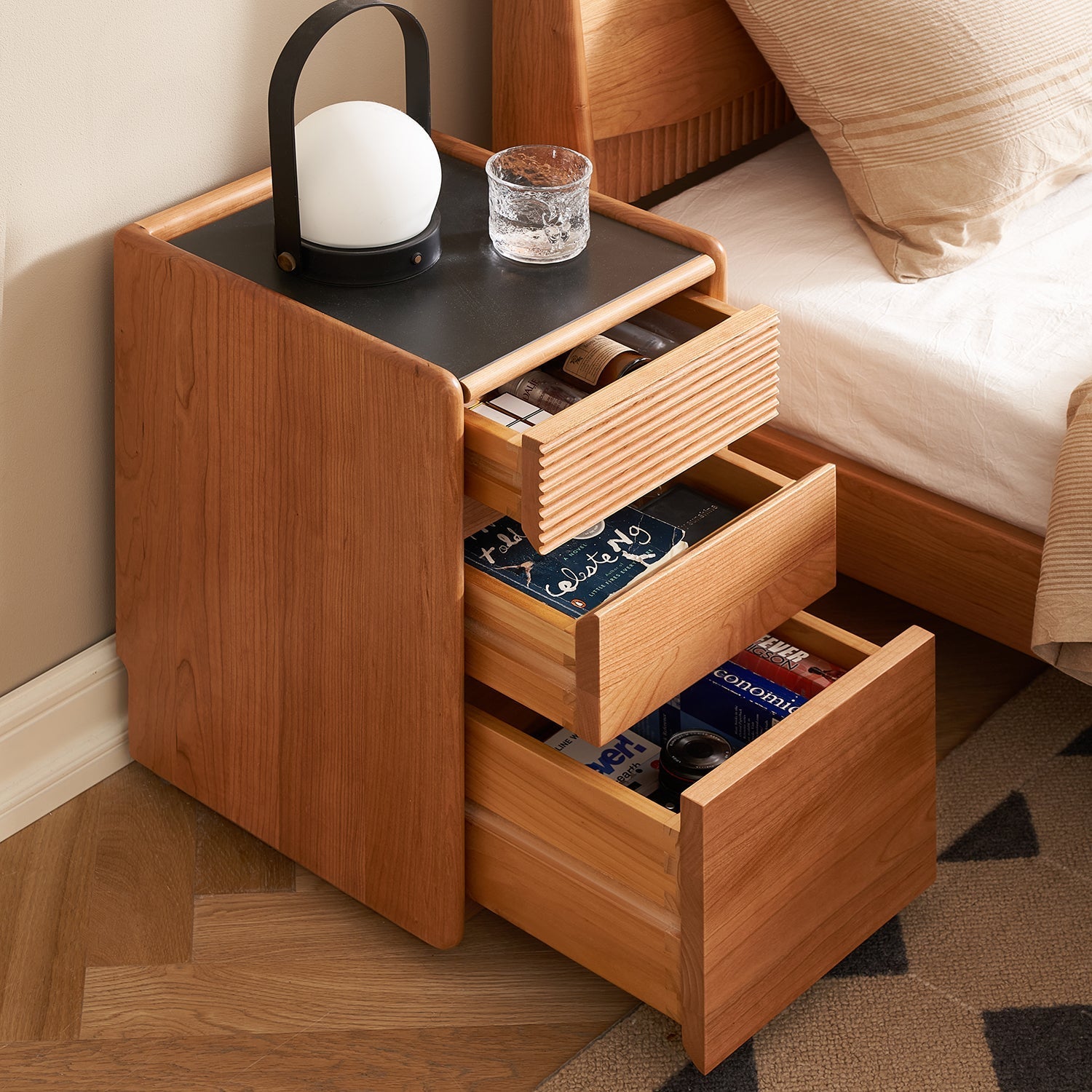 Scandinavian Cherry Wood Side Table AURIA