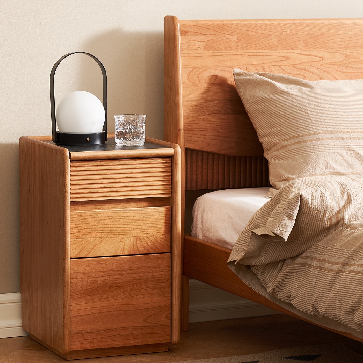 Scandinavian Cherry Wood Side Table AURIA