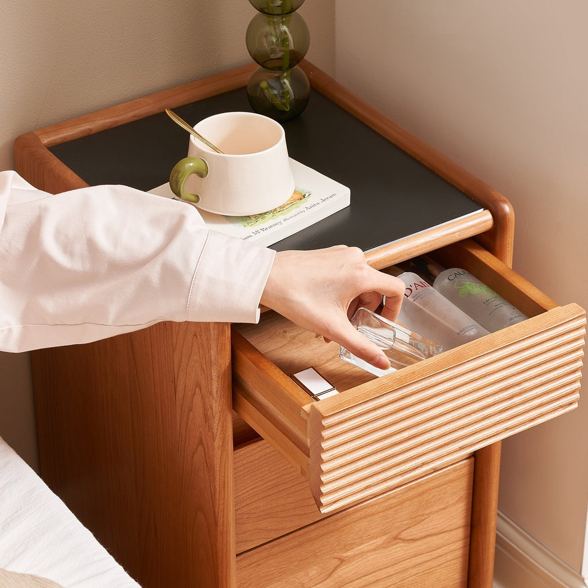 Scandinavian Cherry Wood Side Table AURIA