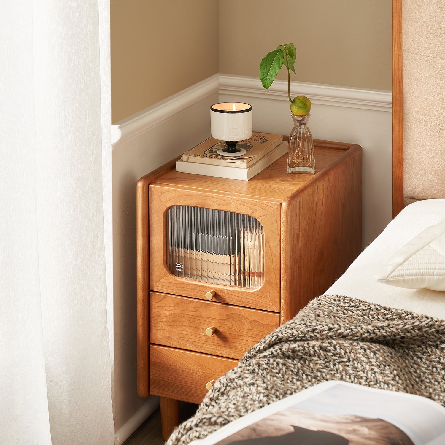 Scandinavian Cherry Wood Side Table SKYLAR
