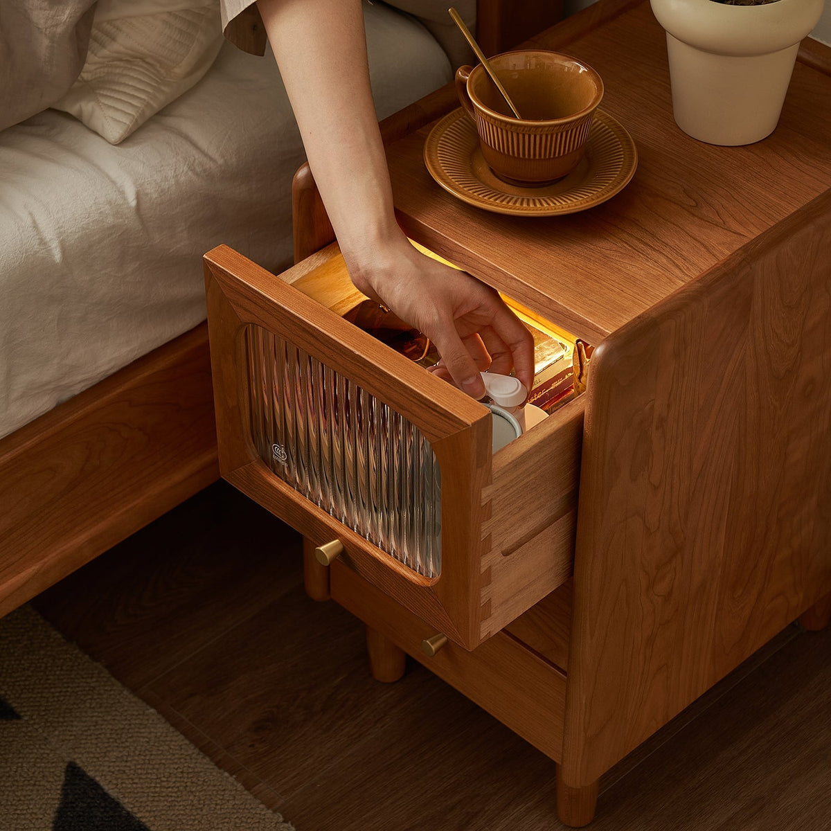 Scandinavian Cherry Wood Side Table SKYLAR