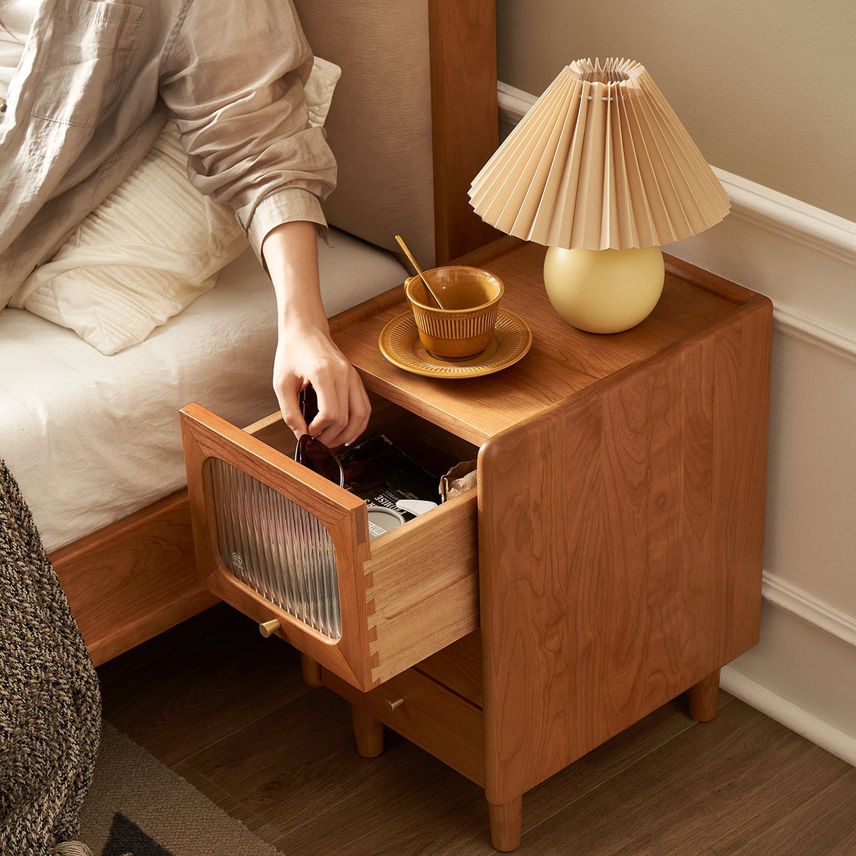 Scandinavian Cherry Wood Side Table SKYLAR