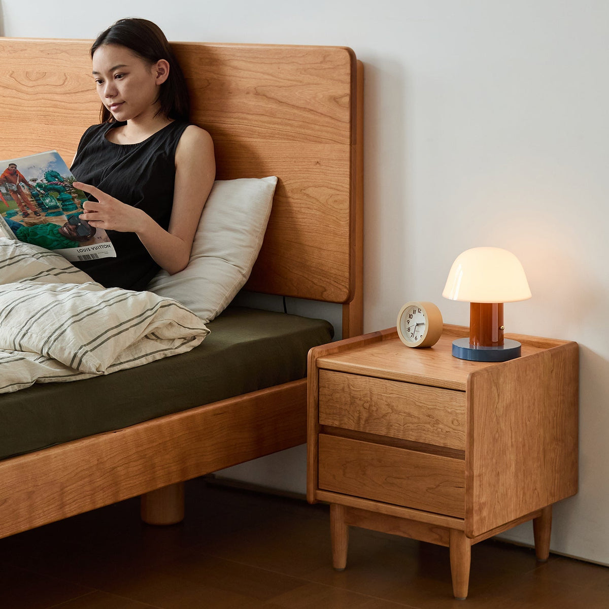 Scandinavian Cherry Wood Side Table VISTA